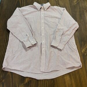 👔 Stafford Men's 18/34 Dress‎ Shirt Red White Stripe Wrinkle Free